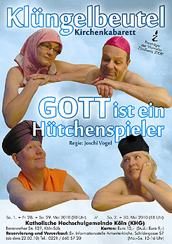 Plakat "GOTT ist ein Hütchenspieler" - Anklicken zum Vergrößern!